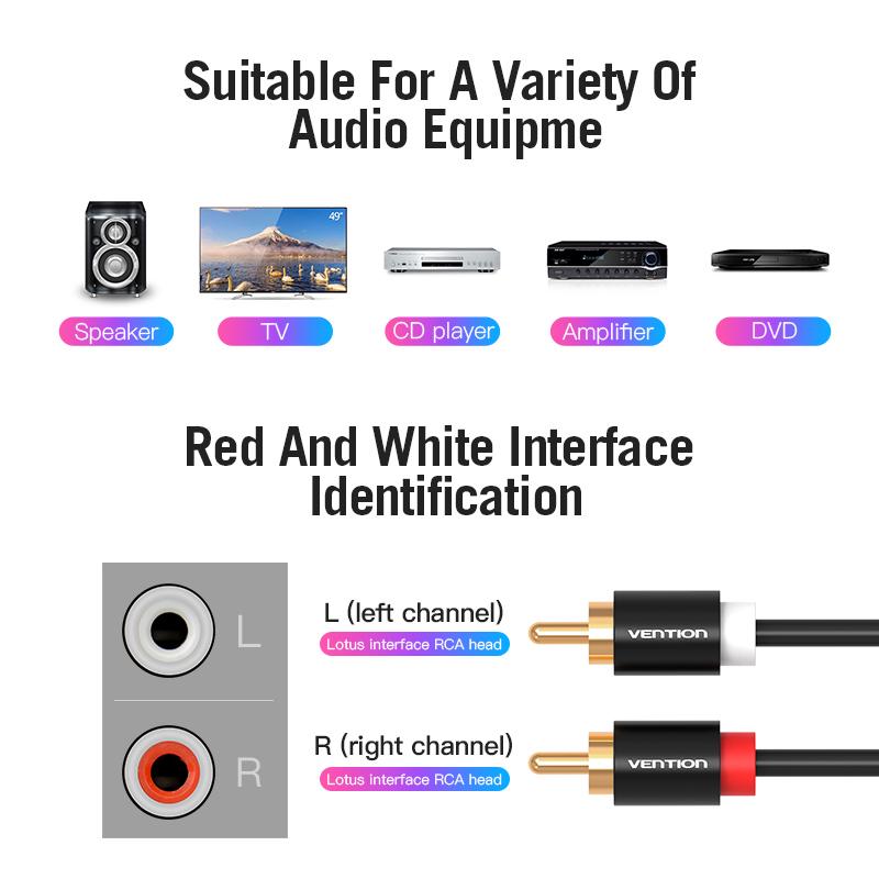 Vention 2RCA To 2RCA Audio Cable Male To Male for Home Theater DVD 1m1.5m2m Cable