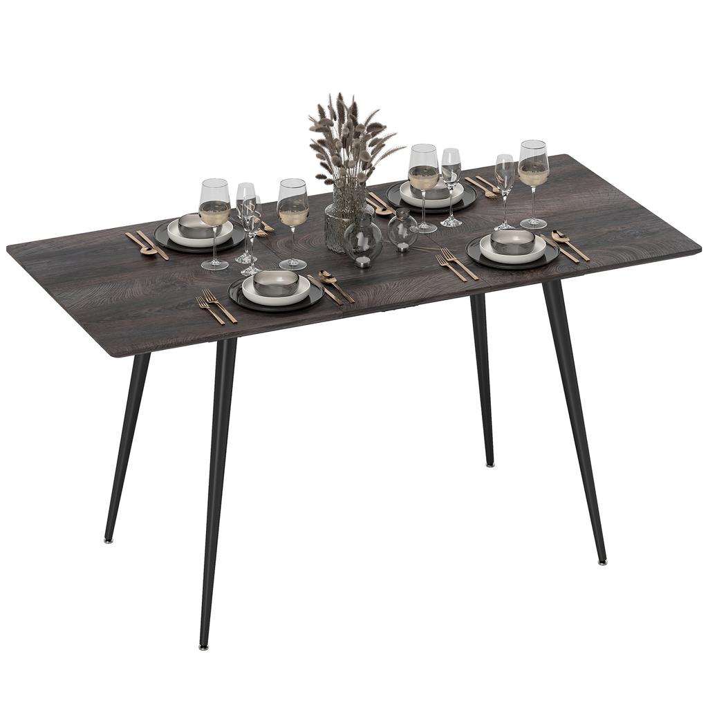 Extendable Dining Table, Expandable Table for 6-8 People, Kitchen Table with Solid Steel Legs