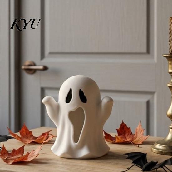 Modern Minimalist Ghost Decor 3D Printed Figurine, Spooky Small Statue, Halloween Personalized Gift Cute Desktop Decoration for Party Tabletop Mantel