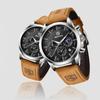 BENYAR Japanese Quartz Moon Stainless Leather Compatible with Business Casual Sports Chronograph Included Men's Watch, Phase, Steel, Strap, Watches,