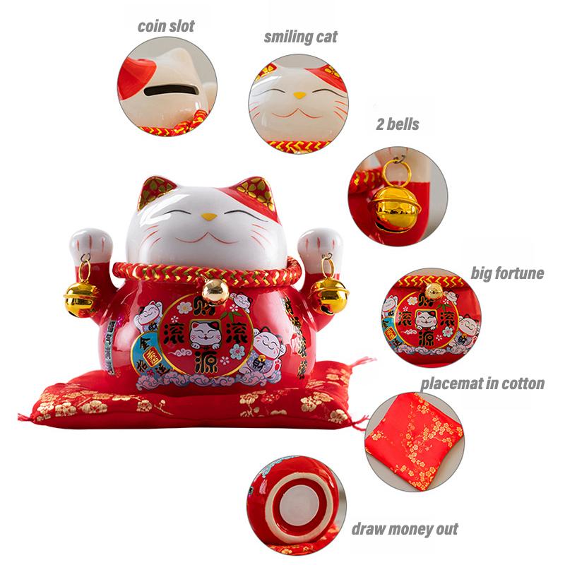 4,5-дюймовая керамическая копилка Maneki Neko Lucky Cat Fortune Colored Cat Piggy Coin Украшение для дома Подарочный орнамент Feng Shui