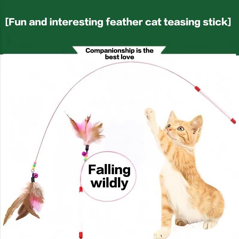 1/10Pcs Funny Simulation Feather Cat Toy Interactive Pet Cat Toy Kitten Playing Teaser Wand Toy Replacement Head Pet Supplies