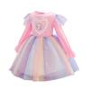 2024 New Spring Autumn Toddler Daily Girls Dresses Long Sleeve Sequin Unicorn Princess Costume Tutu Party Xmas Gift 3-10 Years