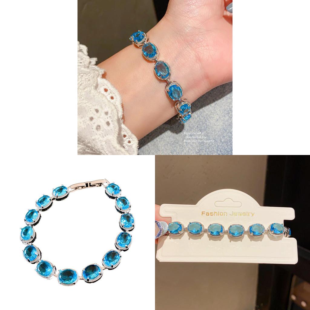 Womens Zircon Oval Cuff Bracelet With Geometric Style Light Luxury Office Wear Gift Idea