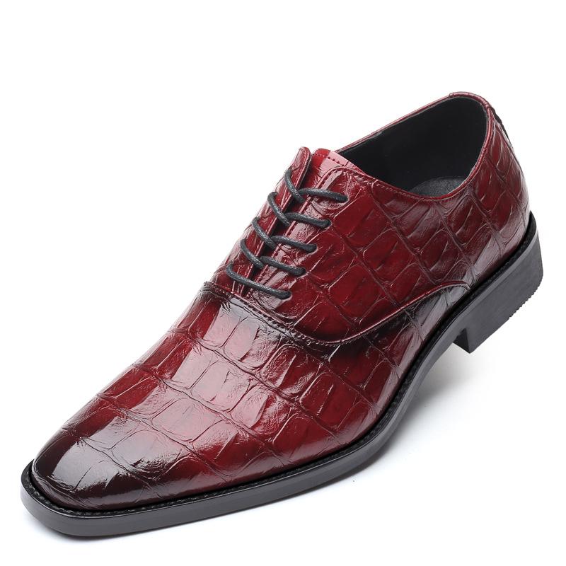Fashion Men Crocodile Grain Leather Shoes Dress Business Office Shoe Mens Wedding Party Derby Shoes Men's Square Toe Flats Sizes 38-48