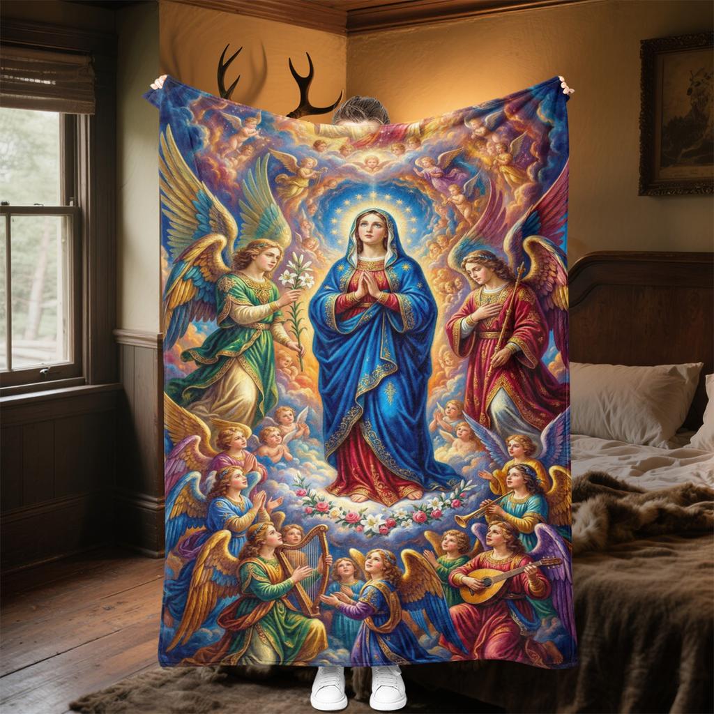 Virgin Angels Throw Soft Comfortable All Seasons Blanket Perfect Gift Couch Office Nap Outdoor Travel Blanket