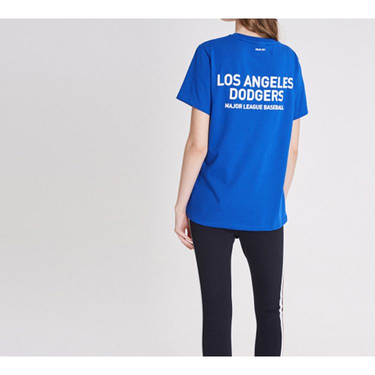 MLB NY/LA Los Angeles Dodgers Американский Винтаж Дофамин Базовый Принт Логотипа Спортивная Футболка с Круглым Вырезом Свободная С Коротким Рукавом Унисекс Топы Синий 31TS21931-07U