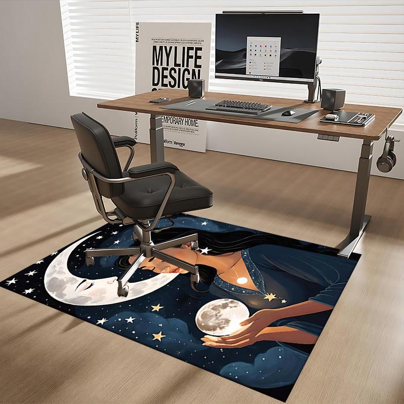 1pc Moonlit Elegance: Celestial Starry Night Office Chair Mat - Perfect for Festive Gifts and Seasonal Decorations.P077