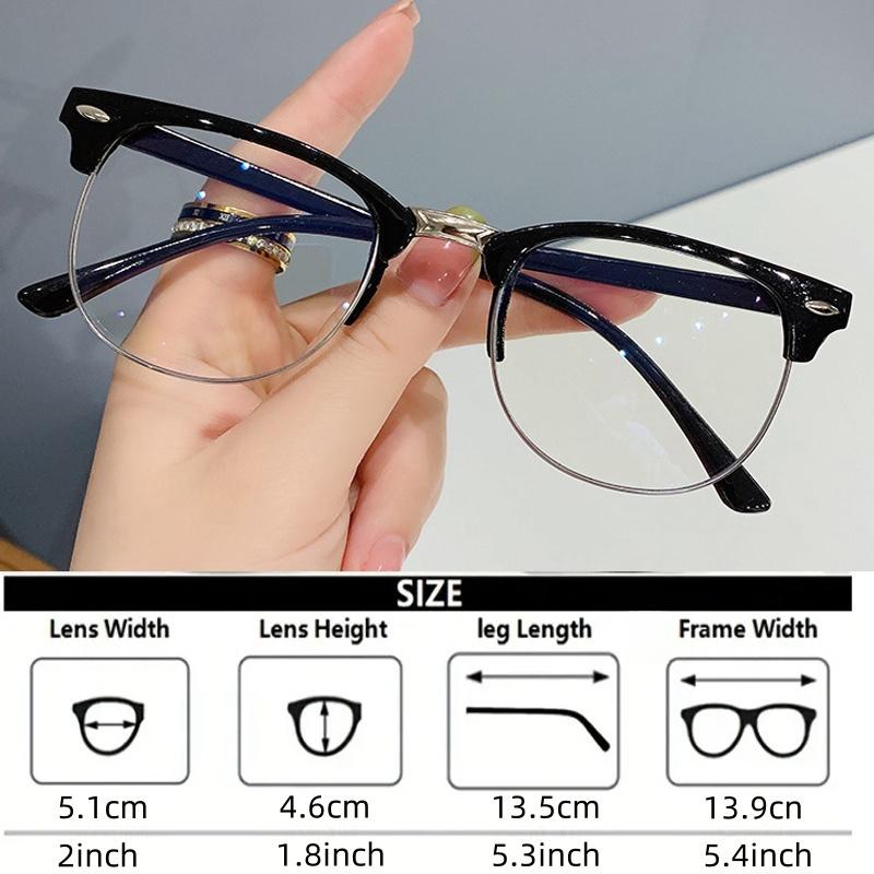 Унисекс очки в винтажном стиле без диоптрий, блокирующие синий свет, полуободковая, прочная ПК оправа, с прозрачными ПК линзами