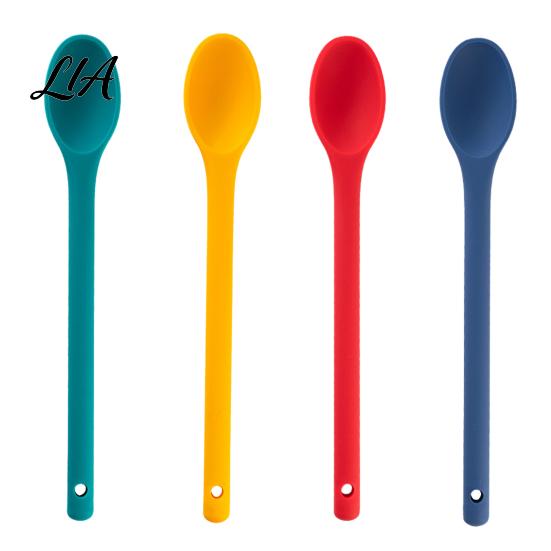 Multi Purpose Silicone Kitchenware Mixing Spoon with Long Handle, Heat Resistant Non-stick Cookware, Dishwasher Safe Kitchen Utensil for Cooking
