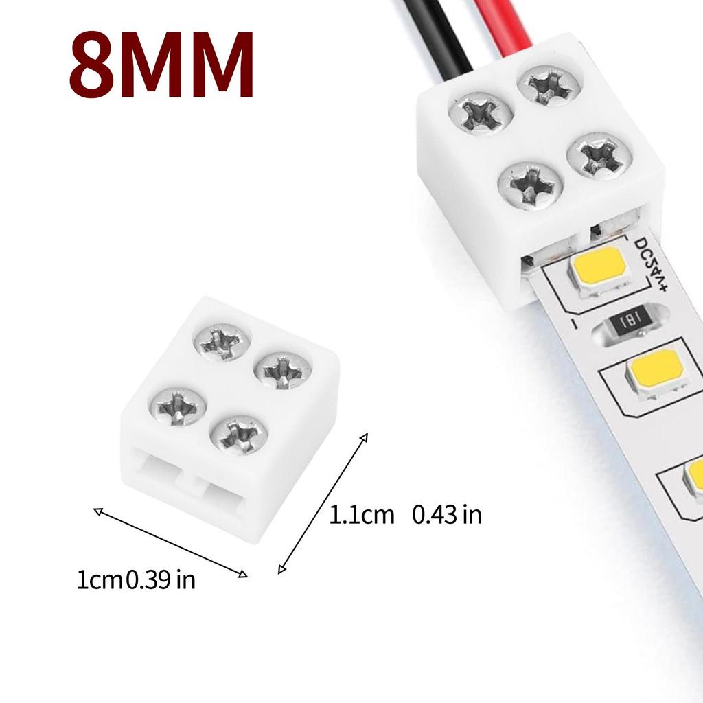 50/1PCS 2-Pin LED Strip Connectors High-temperature Resistant Wiring Terminals for Led Tape Ice String Lights Quick Splice Plugs