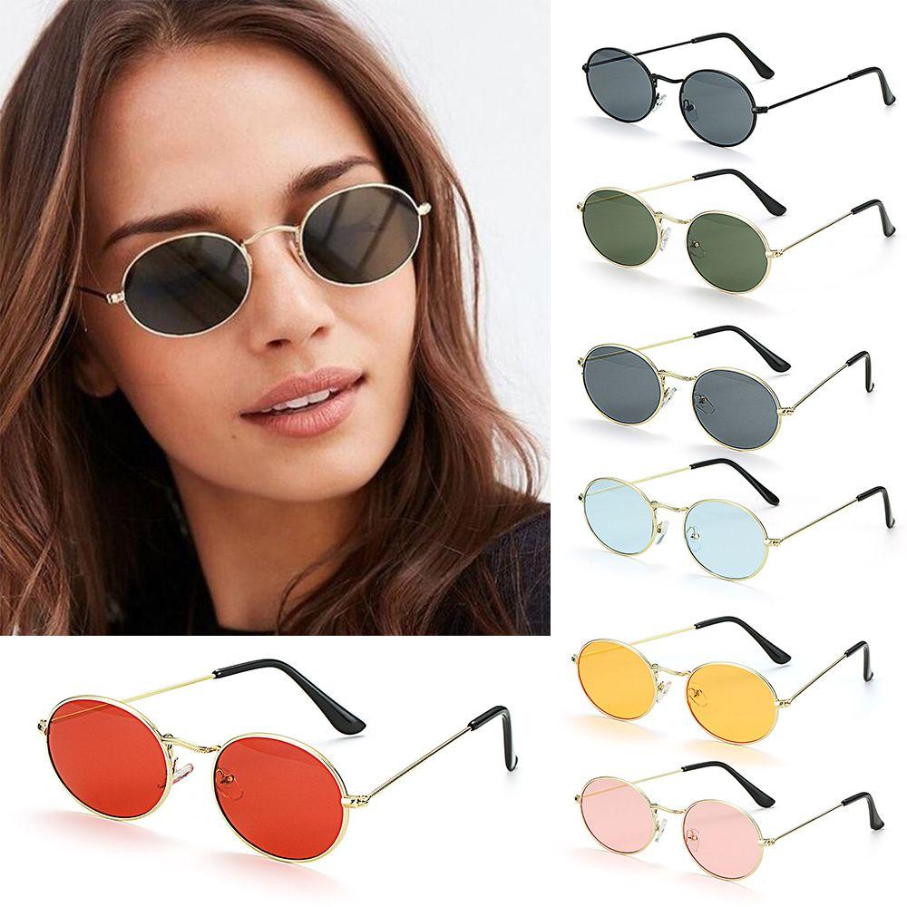 Unisex UV400 Metal Small Frame Gradient Mirror Glasses Oval Sunglasses Men's Shades Sun Glasses