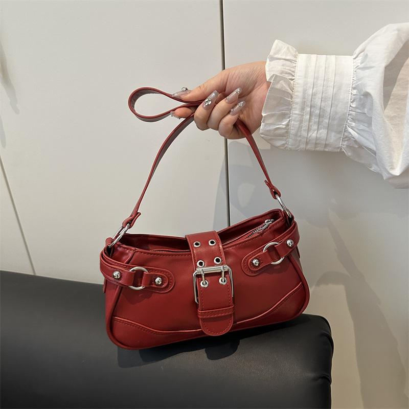 Women Casual Vintage Solid Color Fashion Armpit Single Shoulder Bag