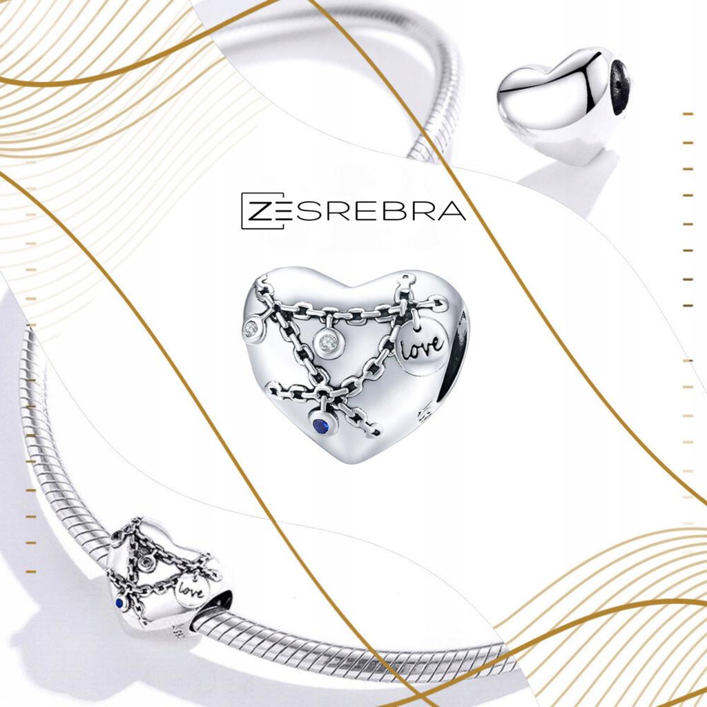 Charms Heart Bond 925 Bead Pendant Chain Zirconia Beads
