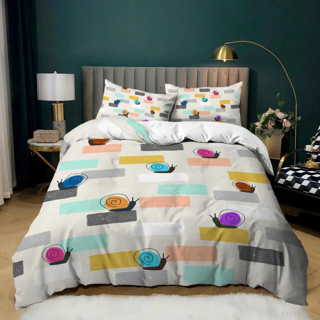 Cute Cartoon Snail Pattern Three-Piece Set Suitable For Boys And Girls Bedroom Decoration Bedding