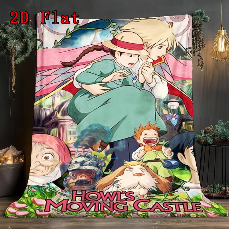 Howl's Moving Castle 2D Flat Pattern Flannel Blanket High quality All Seasons Warmth and Comfort Perfect for Christmas Gifts.NMT0928074