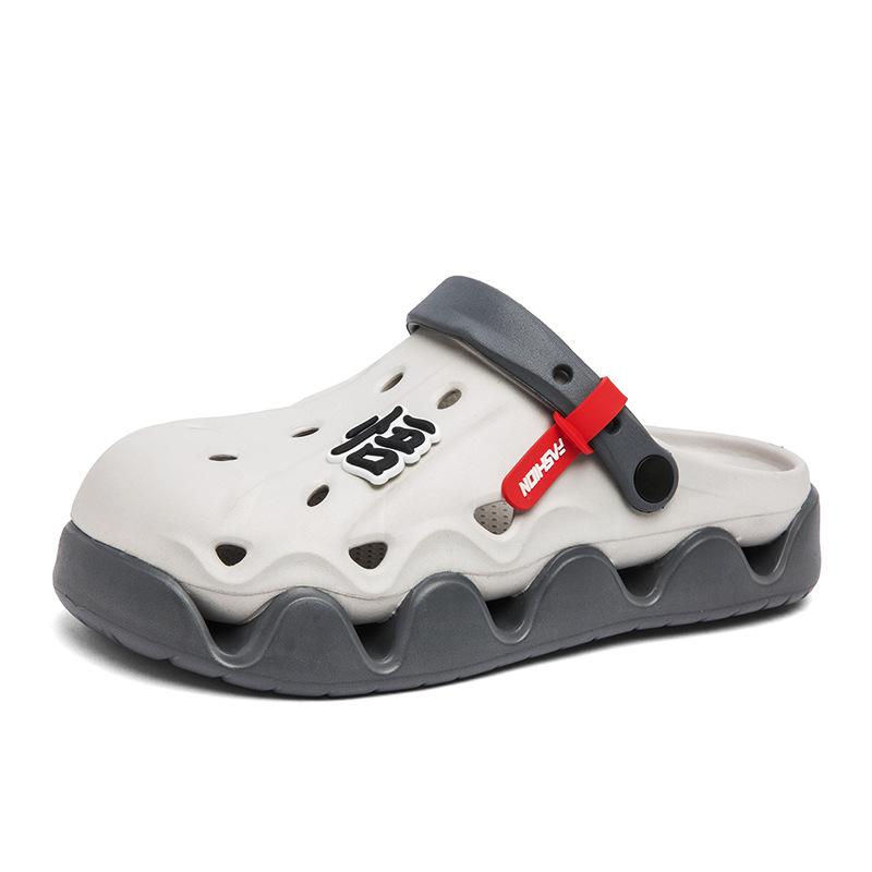 Туфли с дырочками на толстой подошве, мужская модная индивидуальная верхняя одежда, тапочки-мешки, мужские нескользящие пляжные сандалии двойного назначения