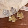 Жидкие Металлические 3D Серьги-Цветы с Иглой из Серебра 925 пробы - Легкая Роскошь, Европейский и Американский Стиль для Женщин