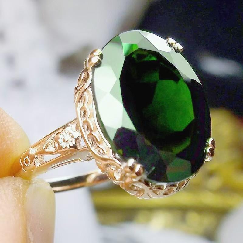 Womens Oval Zircon Ring Vintage Alloy Band Luxury Party Jewelry
