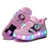 Overseas Runaway Shoes, Children's Wheel Shoes LED Ultra-light Luminous Charging Boys and Girls Light Shoes Sports Flying Woven Shoes
