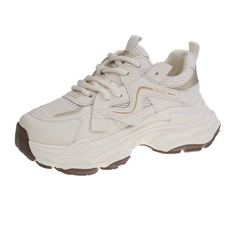 Женские кроссовки на толстой подошве в стиле «папины кроссовки» 2025 весна новинка ретро увеличивающие рост сетчатые взрывные уличные горячие повседневные и привлекающие внимание маленькие спортивные туфли