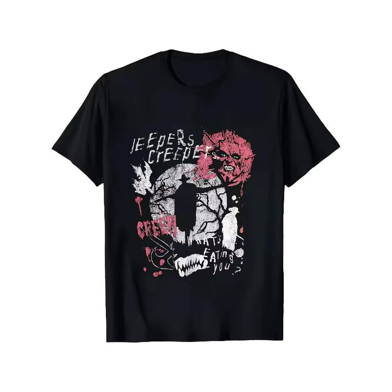Crazy Crazy "horror Movie Pattern T shirt for Men, Summer New Casual T shirt Suitable for Both Men and Women