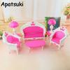 1/6 Dollhouse Furnitures Plastic Vintage Sofa For Barbie Doll Couch Desk Lamp For Monster High 8 Items/Set Girl Birthday Gift