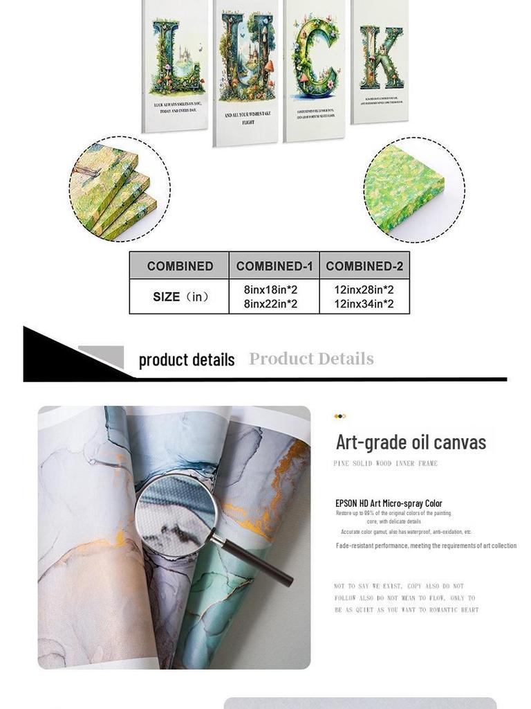 Four-Panel Solid Wood Oil Canvas Living Room Decorative Painting with Frame Processing