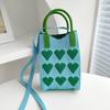 Fashion Heart Knitted Mini Square Handbag for Women Small Mobile Phone Shoulder Bags Girls Cute Outdoor Crossbody Bags