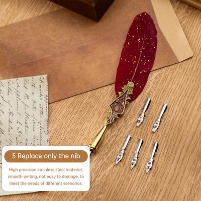 Набор перьевых ручек в стиле ретро, винтажная ручка-гусиное перо, элегантный стиль, каллиграфия, подпись с