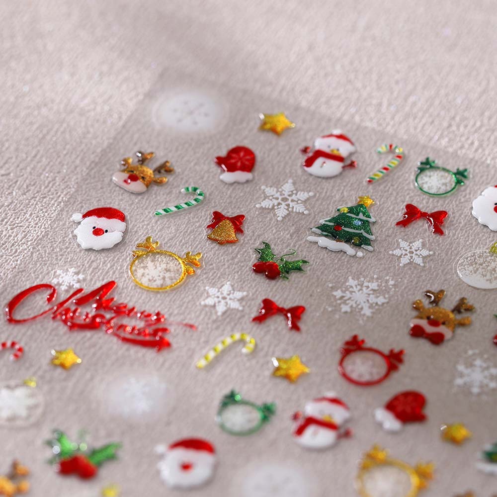 Cartoon Christmas Nail Decals Santa Claus Xmas Nail Decorations Christmas Nail Stickers  Winter