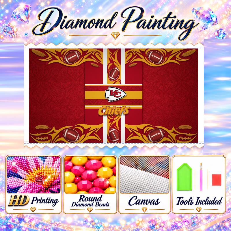 Kansas City Chiefs 5D Diamond Painting Kit DIY Full Drill Diamond Art Home Wall Decor