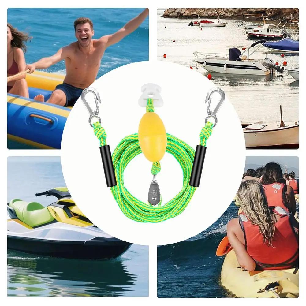 17FT Heavy Duty Boat Tow Rope with 2 Hooks, Floating Ski Harness for Wakeboarding Tubing, Water Sports Towing Line