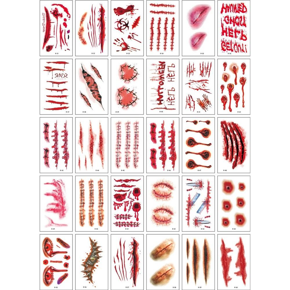 Наклейка для макияжа с татуировкой на рану Byeuse Halloween Day, A, 1 комплект