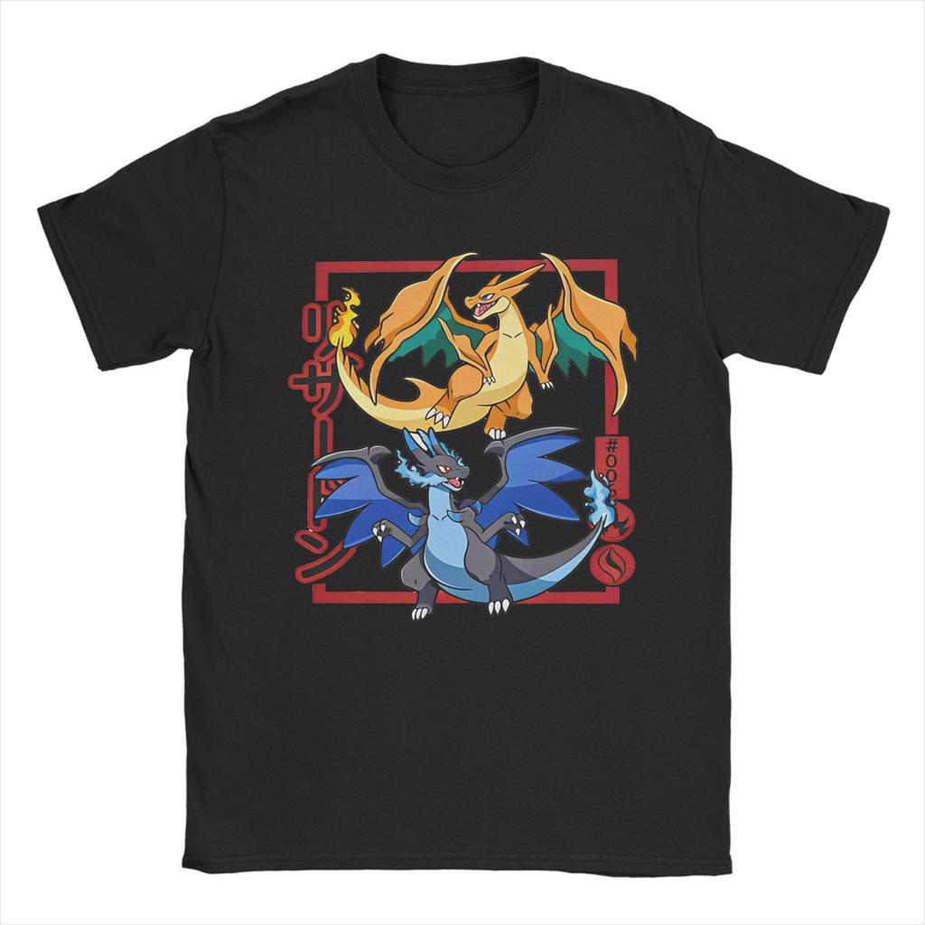 Fashion Draconic Bipedal Charizard TShirts for Unisex Women Round Neck Cotton T Shirt Short Sleeve Tees Big Size Tops