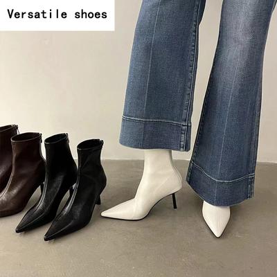 Женские ботильоны с острым носком, модные туфли с молнией сзади, осенне-зимние, на тонком высоком каблуке, женские короткие ботильоны Morder