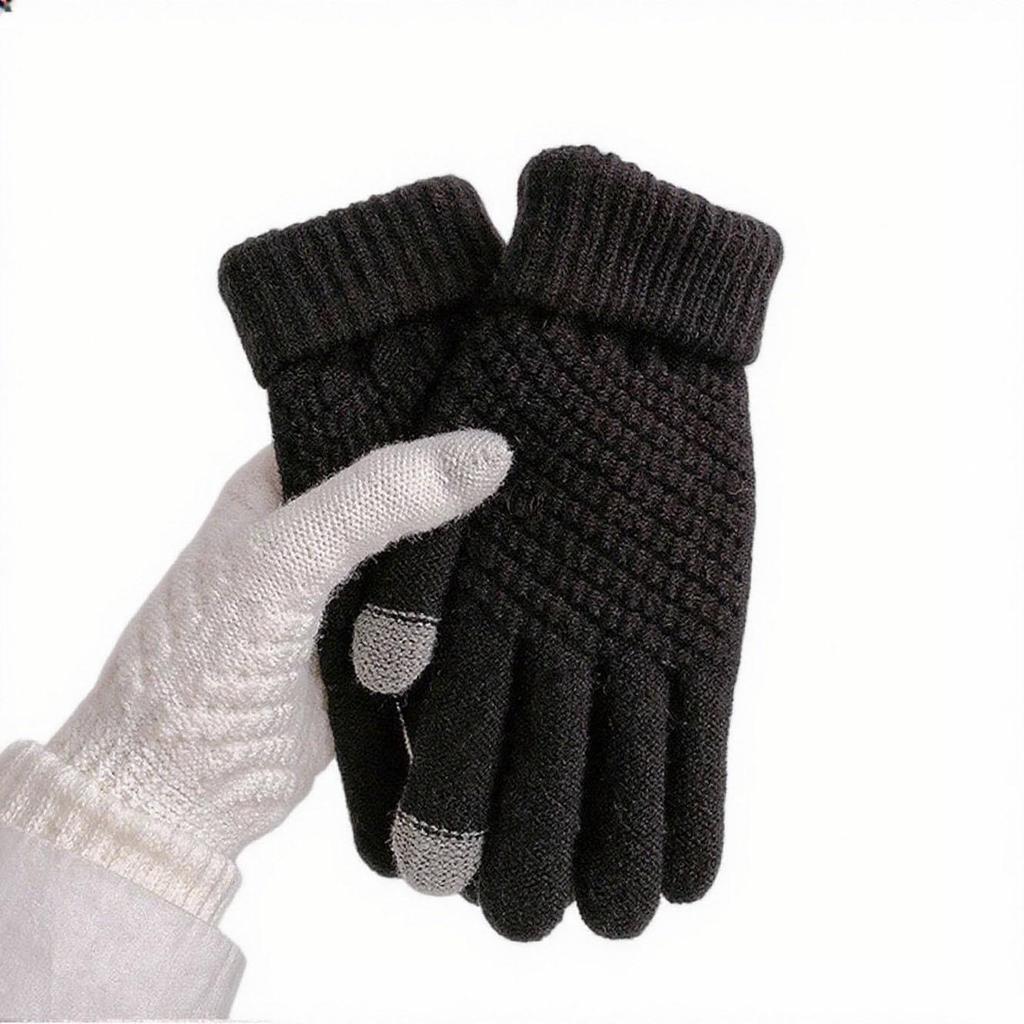Женские флисовые перчатки с сенсорным экраном в корейском стиле, вязаные ананасовым узором