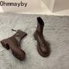 Fashion Autumn Chunky Women Chelsea Boots Fashion Back Zippers Thick Heel Short Booties Retro Style Street Style Female Shoes