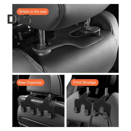 Двойные крючки на спинку автомобильного сиденья, высокая прочность, сильная несущая способность, простая установка, скрытый многофункциональный органайзер для хранения, крючок-вешалка