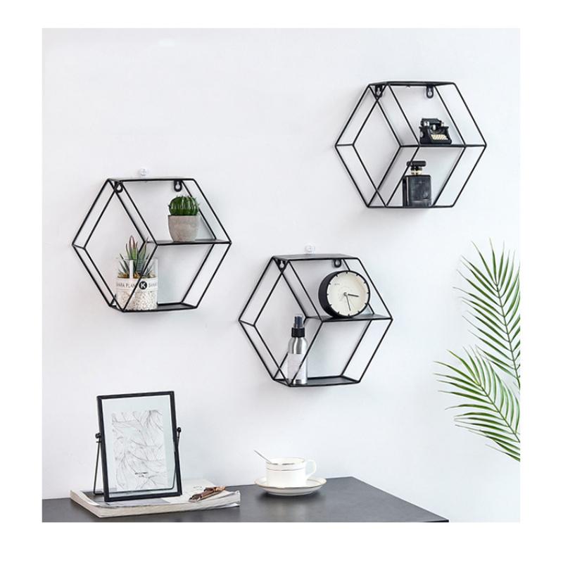 Nordic Style Storage Holders Iron Metal Wall Shelf Decor Home Living Room Bedroom Kid Room Geometric Figure Decoration Organizer