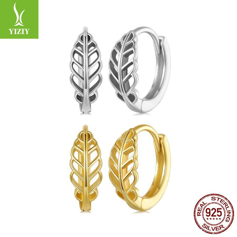 Осенние серьги-гвоздики с полыми листьями для женщин, простые, нишевые, высококачественные, из стерлингового серебра S925