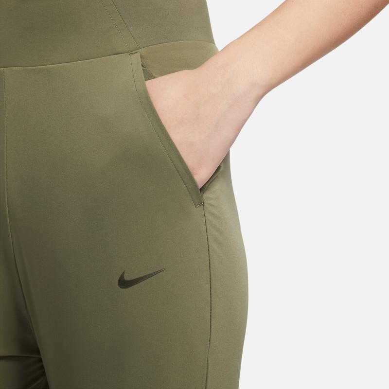 Nike Однотонные облегающие повседневные спортивные брюки женские низы зеленые CU4612-222