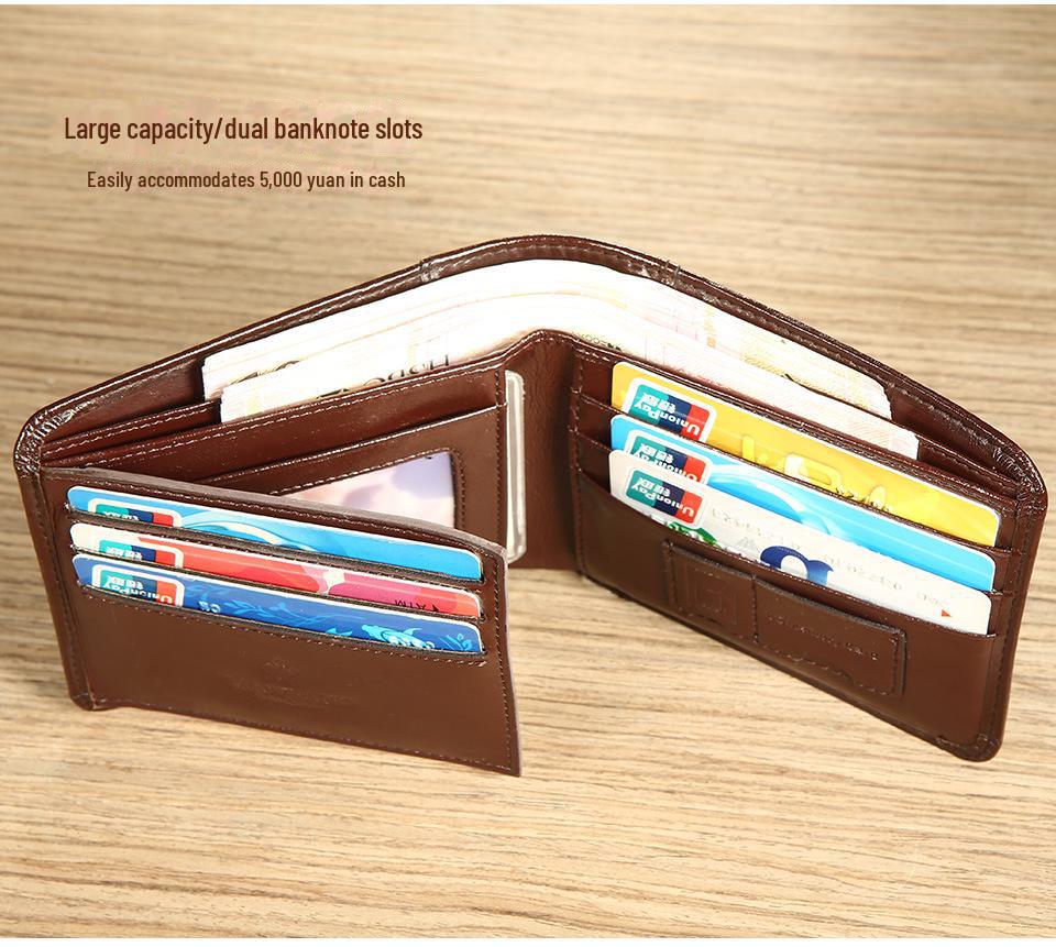 Мужской короткий кошелек Manbang из воловьей кожи с блокировкой RFID