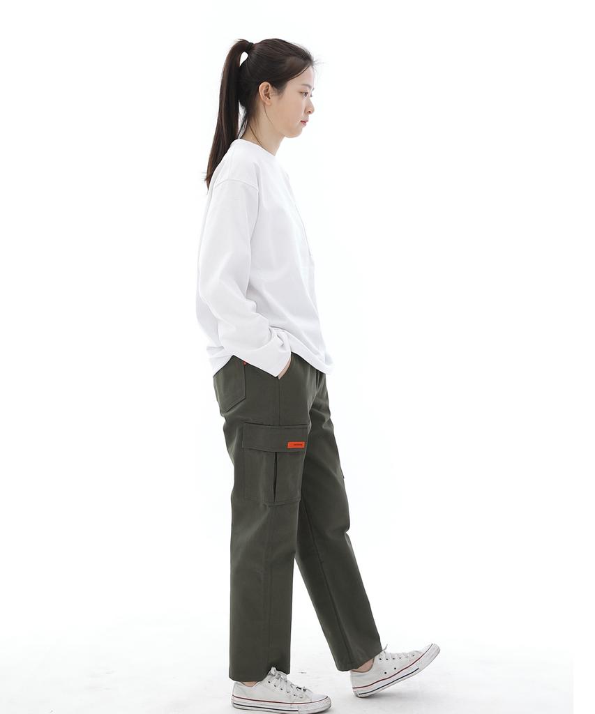 Хлопковые брюки-карго twill Seinteukeulu, полуширокие, цвет хаки, Cs-301C