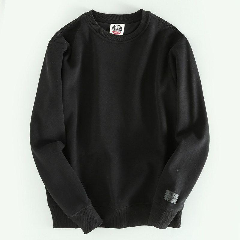 Exported to Japan Fabric Foreign Trade Cut the Tag off Solid round Neck Men's Sweater Export Overplus Order Men's round Neck Sweatshirts Pullover Tide