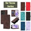 Fashionable Geometric-Patterned Wrist-Strap PU Leather Phone Wallet Case for Tecno Camon 19,20,30,40,Pop 6,7,8,9,Spark 7,8,9,10,20,30,Spark Go...