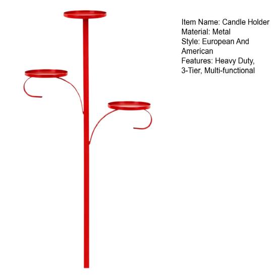 Christmas Tree Topper Candle Holder 3-Tier Metal Triple Candle Tree Topper Shelf Candelabra Indoor Light-up Xmas Tree Topper Decoration