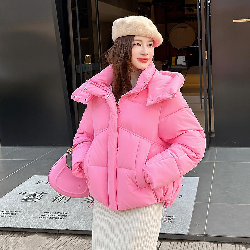 Осень-зима, утепленная теплая парка, женская повседневная милая однотонная Свободная куртка с капюшоном и большим карманом, верхняя одежда