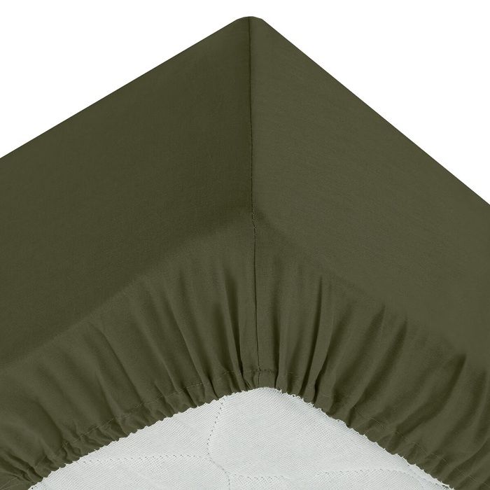 Drap housse - Coton - Kaki - 90 x 190 cm - Bonnet 30 cm - OEKO-TEX®