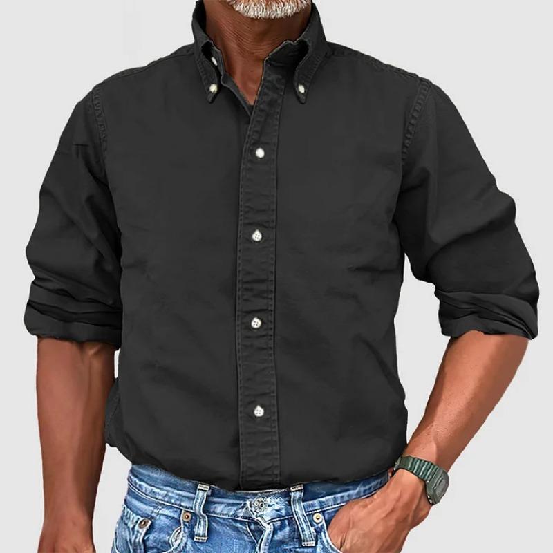 Мужская рубашка в стиле business casual, однотонная, на пуговицах